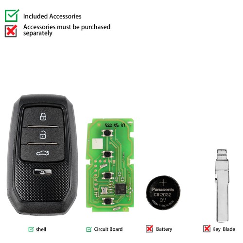 XHORSE XSTO01EN FENG.T Universal Smart Key Type B (Chromed Button)