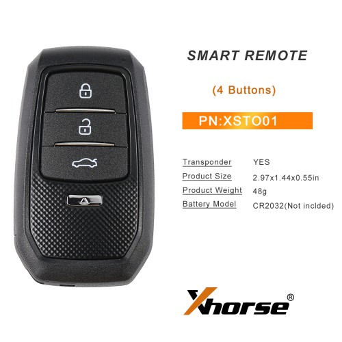 XHORSE XSTO01EN FENG.T Universal Smart Key Type B (Chromed Button)