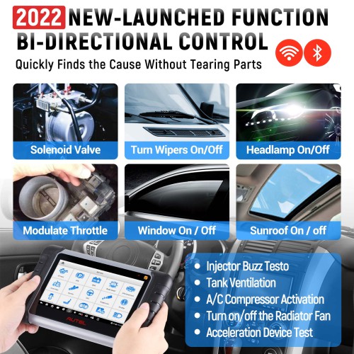 AUTEL MaxiCOM MK808Z-TS Car Scanner, 2022 Bidirectional Tool with 36+ Service, All Systems Diagnoses, Top TPMS Relearn Programming Scanner, Bluetooth