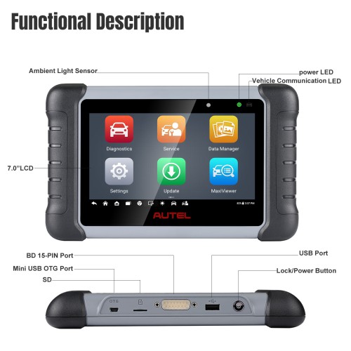 AUTEL MaxiCOM MK808Z-TS Car Scanner, 2022 Bidirectional Tool with 36+ Service, All Systems Diagnoses, Top TPMS Relearn Programming Scanner, Bluetooth