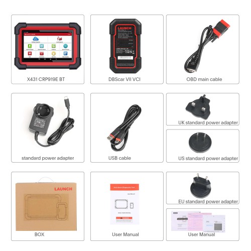 LAUNCH X431 CRP919E BT Car Diagnostic Tool DBScar VII VCI Auto OBD OBD2 Scanner Active Test ECU Coding CANFD DOIP 31+ Reset Services EU & UK Version