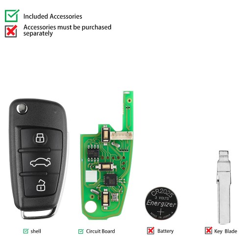 XHORSE XKA600CH VVDI2 Audi A6L Q7 Type Universal Remote Key 3 Buttons 10pcs / lot