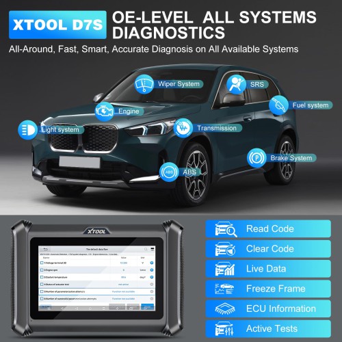 XTOOL D7S Automotive Diagnostic Tool Full-System Diagnosis All OBD2 Functions 15 Supported Languages