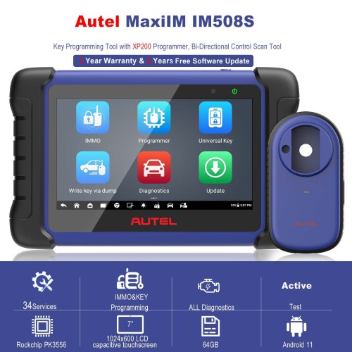 Autel MaxiIM IM508S Key Programming Tool with XP200 Programmer, Bi-Directional Control Scan Tool with OE All System Diagnostics, 34 Special Services