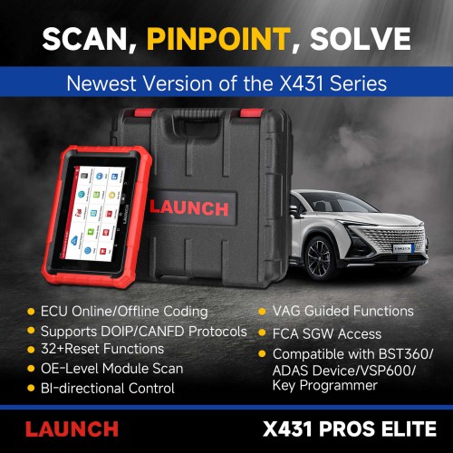 Launch X-431 PROS ELITE Auto Full System Car Diagnostic Tools CAN FD Active Tester OBD2 Scanner