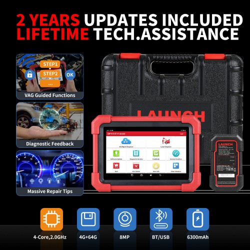 LAUNCH CRP919X BT  Car Diagnostic Tool DBScar VII VCI Auto OBD OBD2 Scanner Active Test ECU Coding CANFD DOIP 31+ Reset Services EU & UK Version