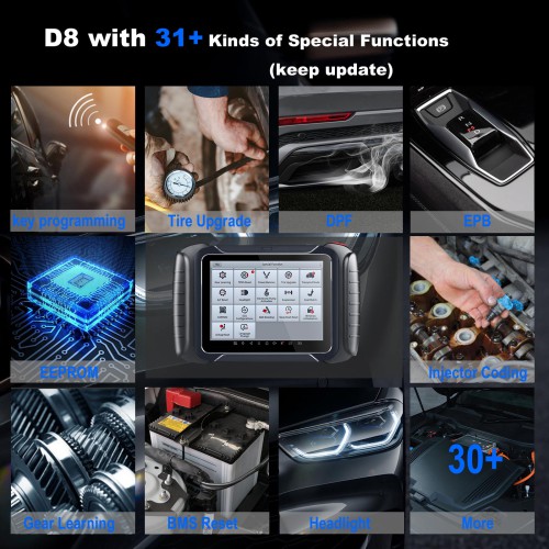 XTOOL D8 Professional Automotive Scan Tool 2022 Newest, Bi-Directional Control OBD2 Car Diagnostic Scanner, ECU Coding, 31+ Services, Key Programming,