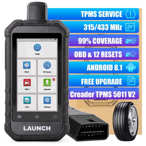 LAUNCH Creader TPMS 5011 V2 TPMS Activation and Diagnostic Tool WIFI Upgrade 12 Reset Functions Activate 315/433MHZ & 2.4Ghz Tire Pressure Sensors